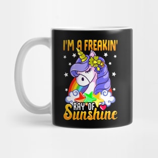 Sarcastic I'm A Freakin' Ray of Sunshine Unicorn Mug